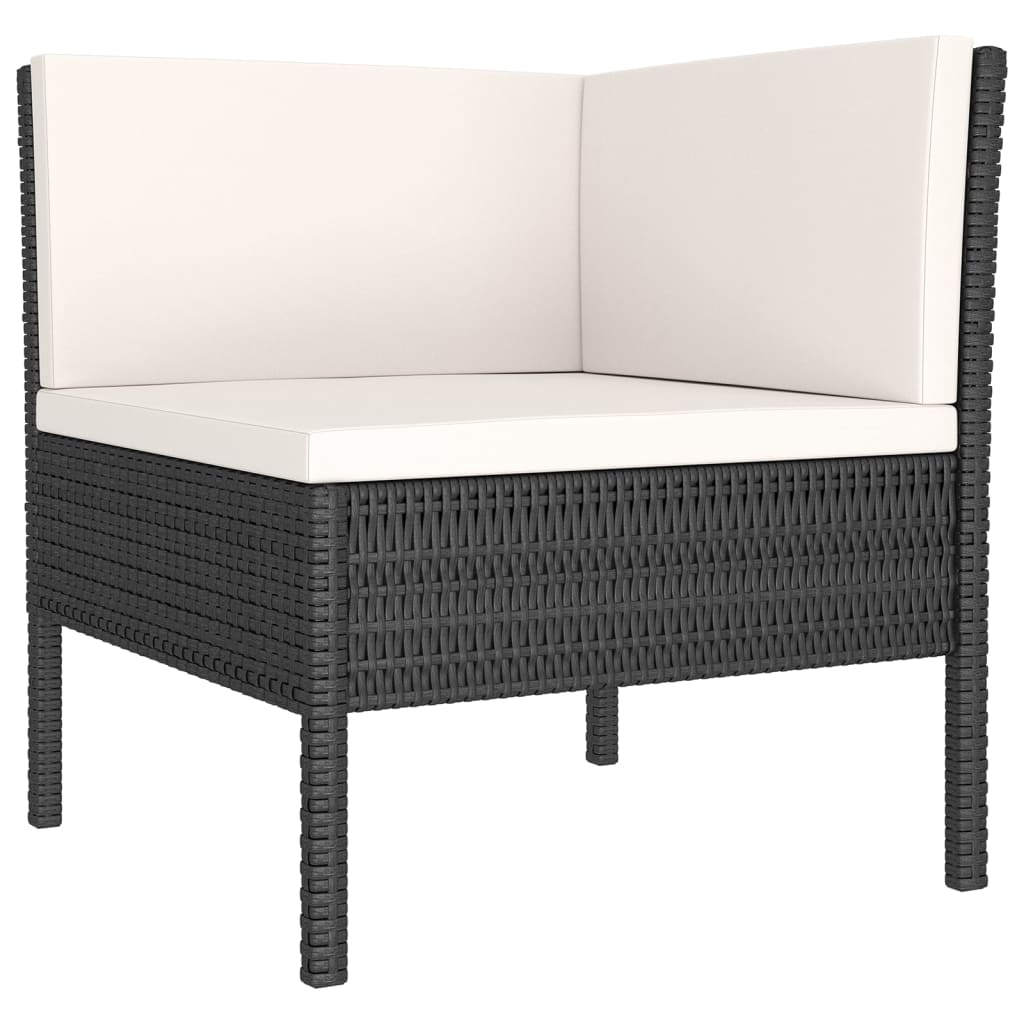 5-delige Loungeset met kussens poly rattan zwart is nu te koop bij PeponiXL, paradijselijk wonen!
