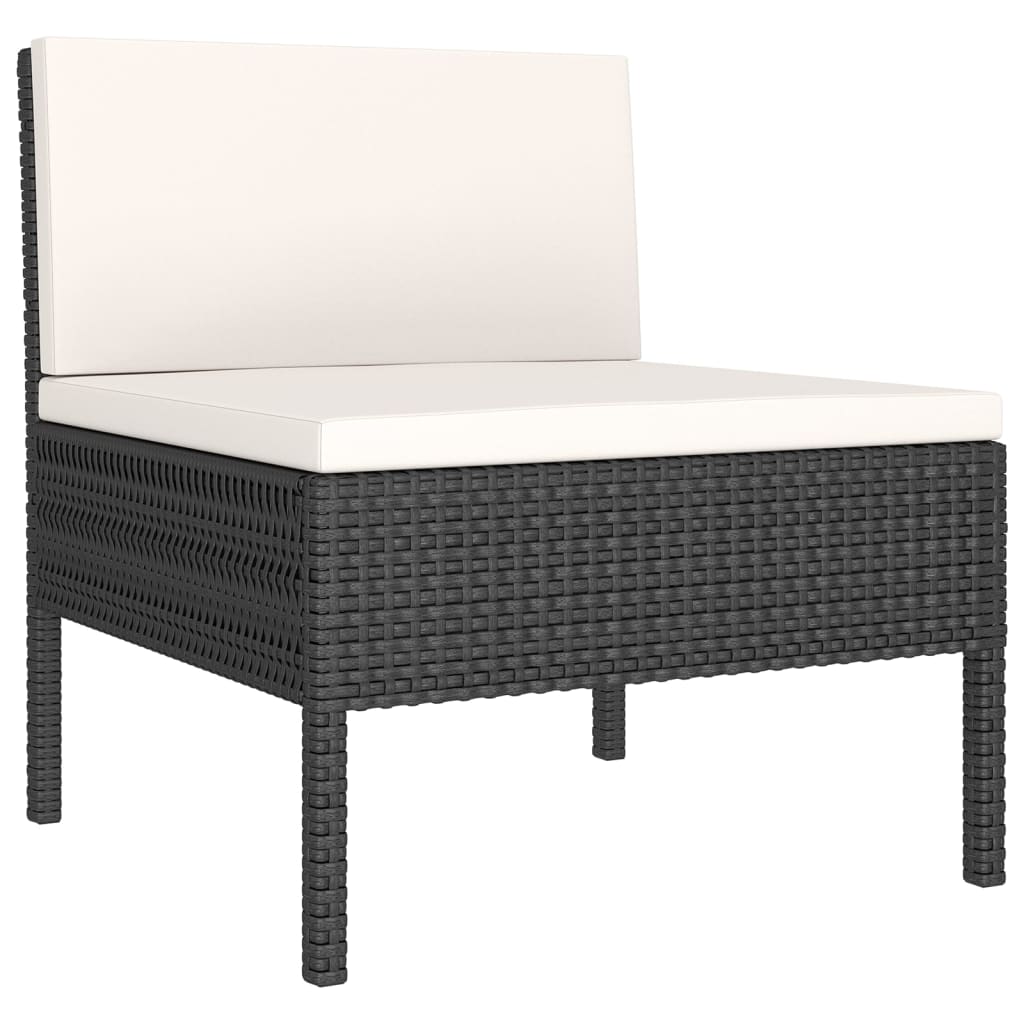 6-delige Loungeset met kussens poly rattan zwart is nu te koop bij PeponiXL, paradijselijk wonen!