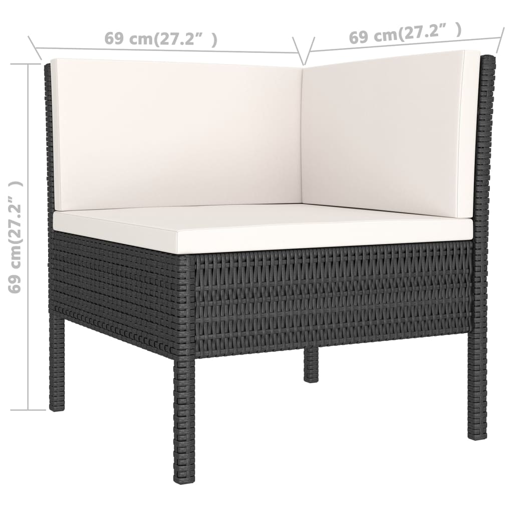 6-delige Loungeset met kussens poly rattan zwart is nu te koop bij PeponiXL, paradijselijk wonen!