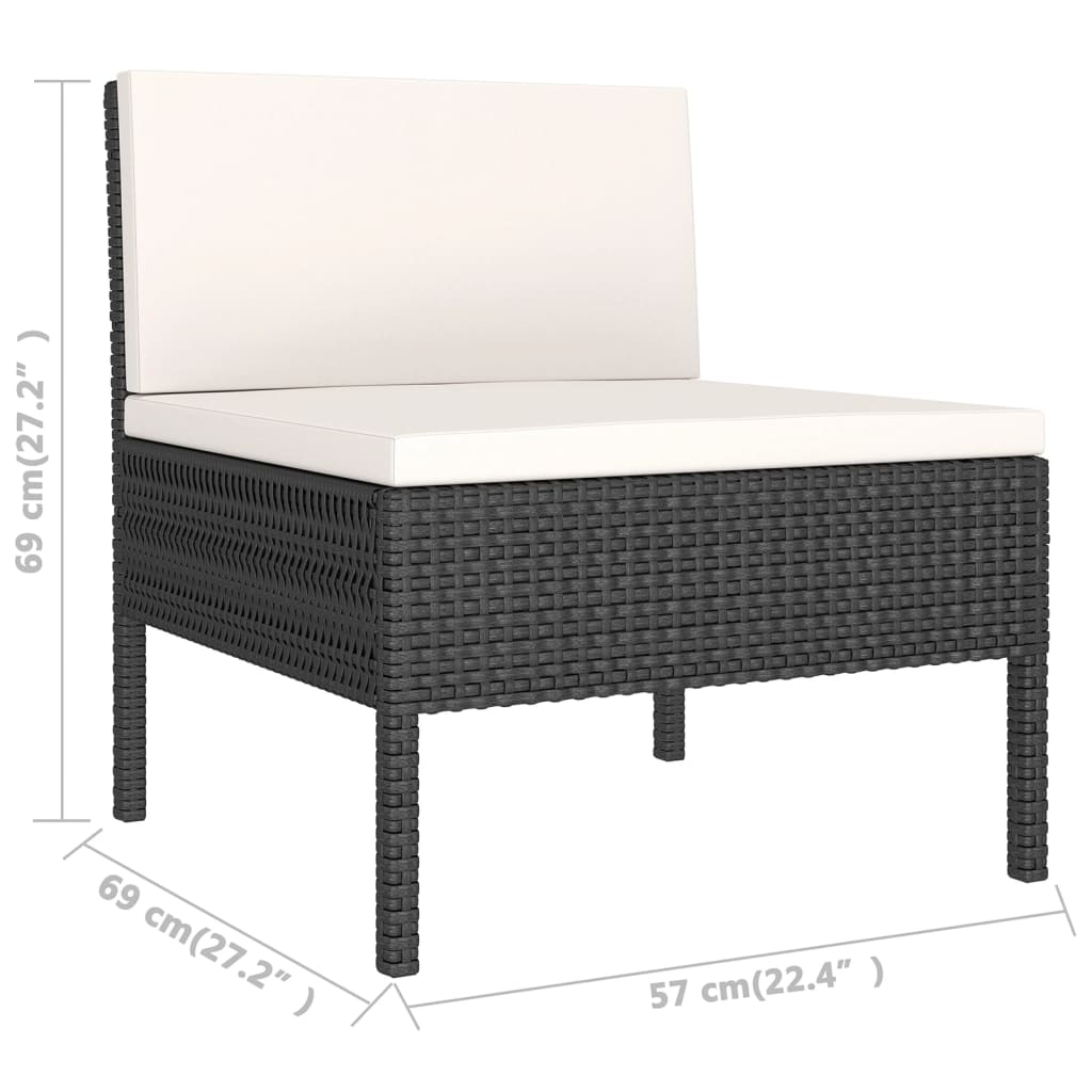 6-delige Loungeset met kussens poly rattan zwart is nu te koop bij PeponiXL, paradijselijk wonen!