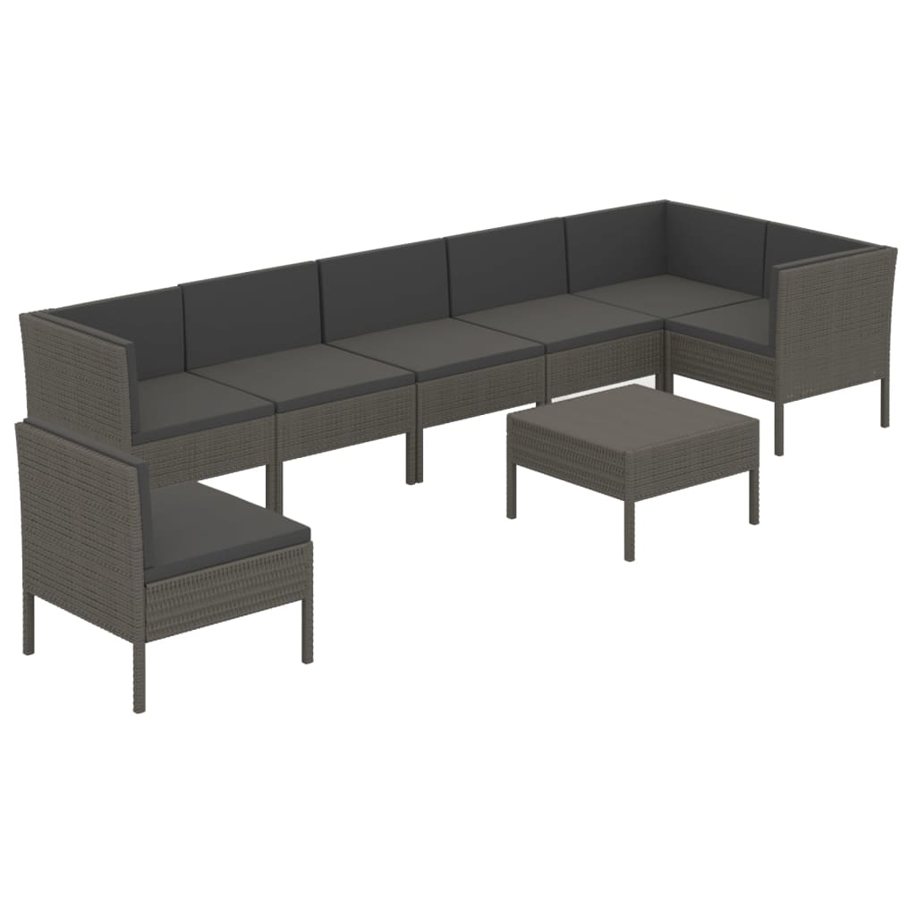 8-delige Loungeset met kussens poly rattan grijs is nu te koop bij PeponiXL, paradijselijk wonen!