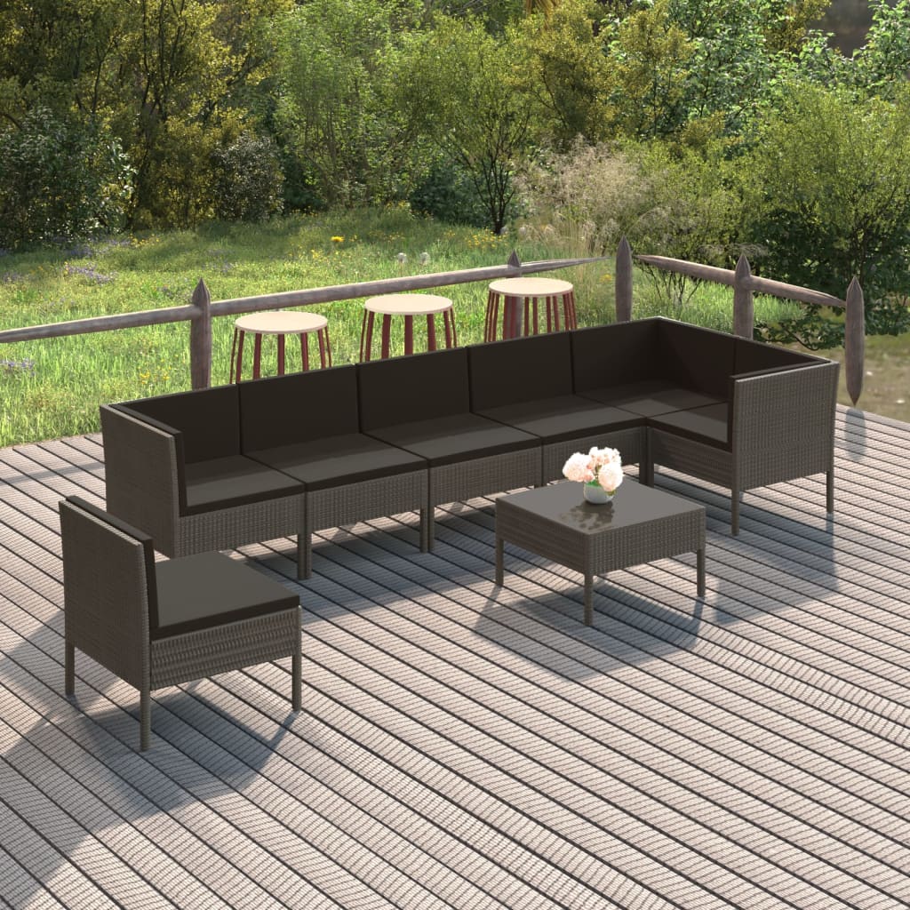 8-delige Loungeset met kussens poly rattan grijs is nu te koop bij PeponiXL, paradijselijk wonen!