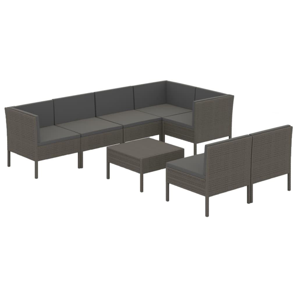 8-delige Loungeset met kussens poly rattan grijs is nu te koop bij PeponiXL, paradijselijk wonen!
