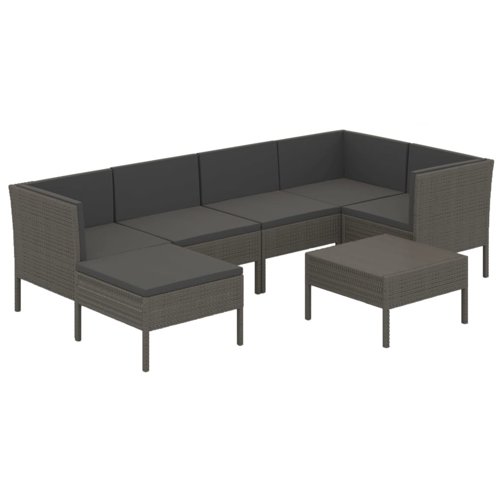 7-delige Loungeset met kussens poly rattan grijs is nu te koop bij PeponiXL, paradijselijk wonen!