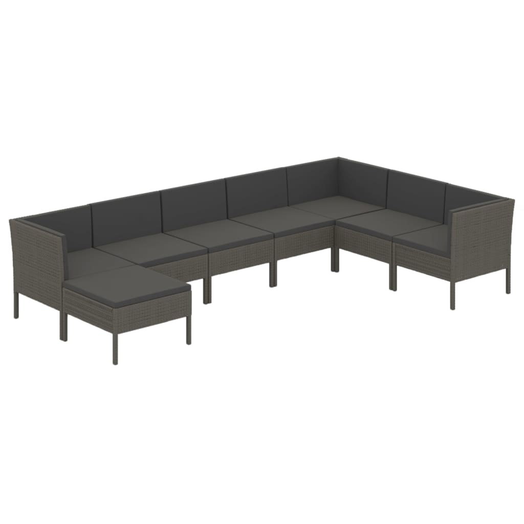 8-delige Loungeset met kussens poly rattan grijs is nu te koop bij PeponiXL, paradijselijk wonen!