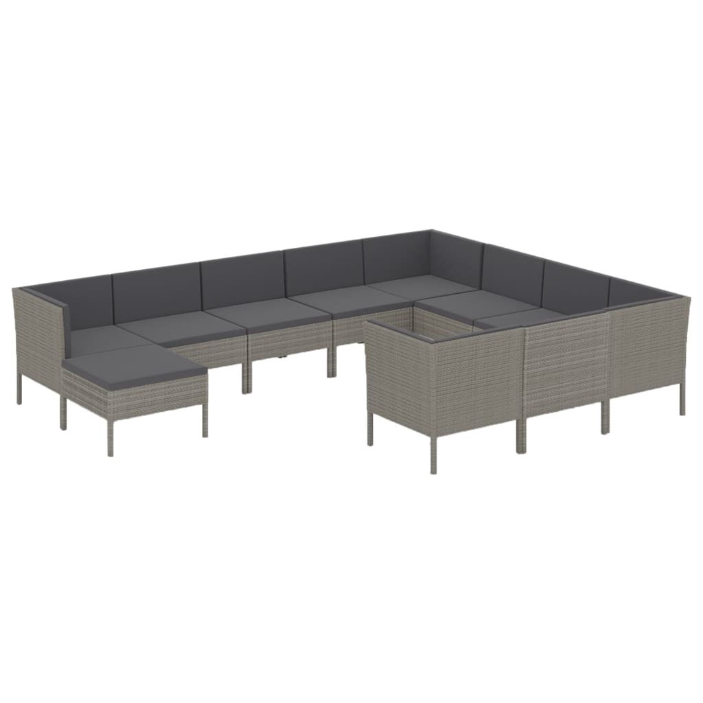 11-delige Loungeset met kussens poly rattan grijs is nu te koop bij PeponiXL, paradijselijk wonen!