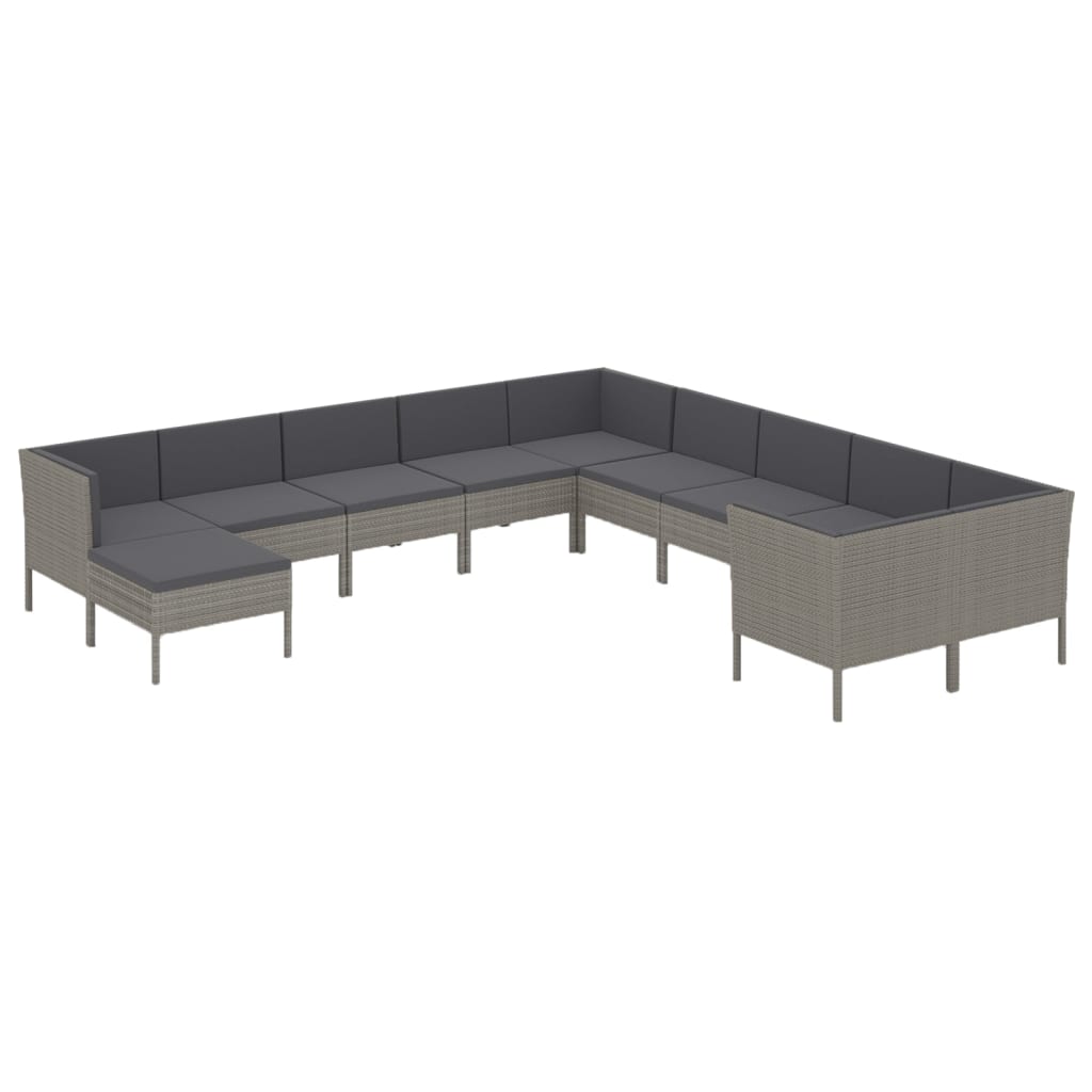 11-delige Loungeset met kussens poly rattan grijs is nu te koop bij PeponiXL, paradijselijk wonen!