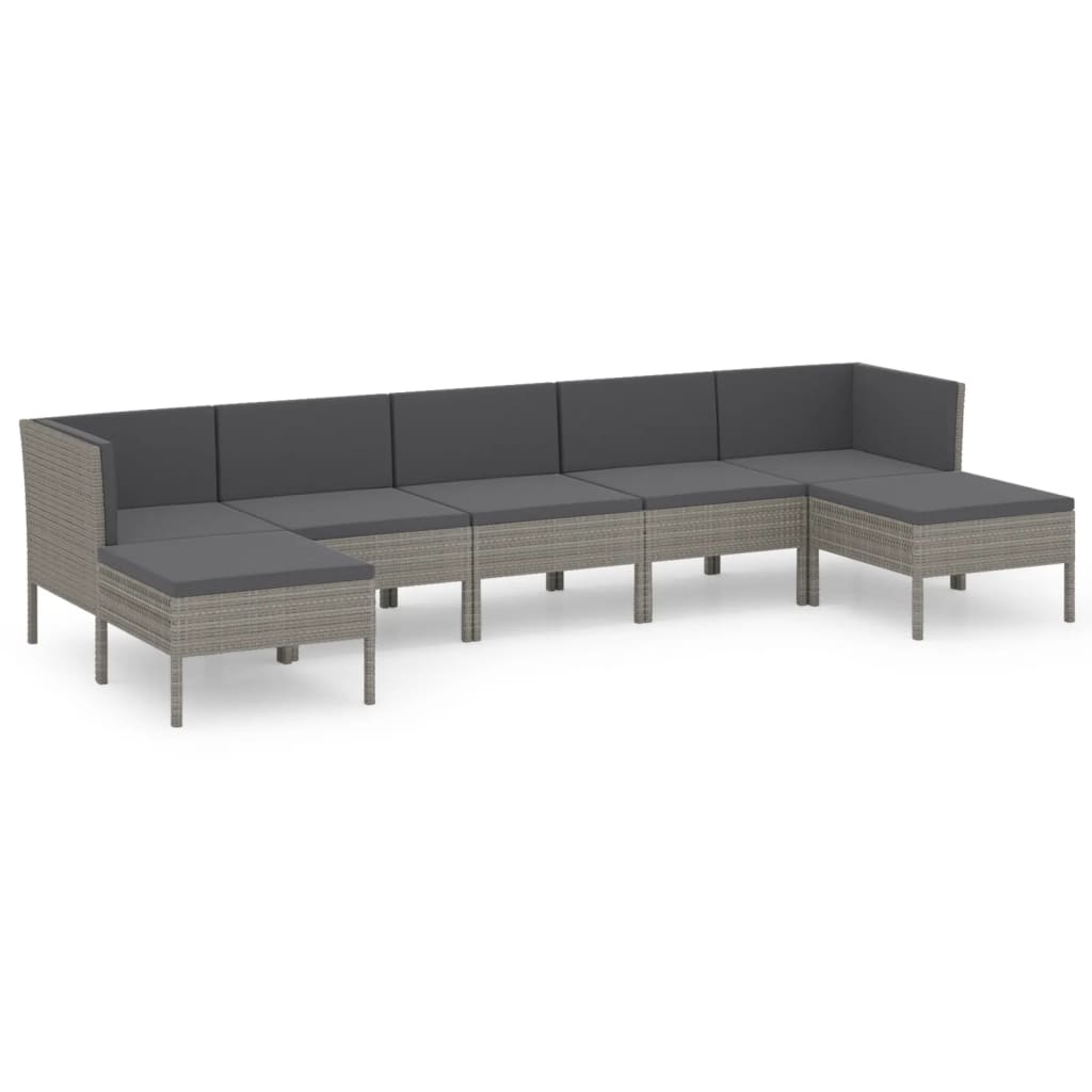 7-delige Loungeset met kussens poly rattan grijs is nu te koop bij PeponiXL, paradijselijk wonen!