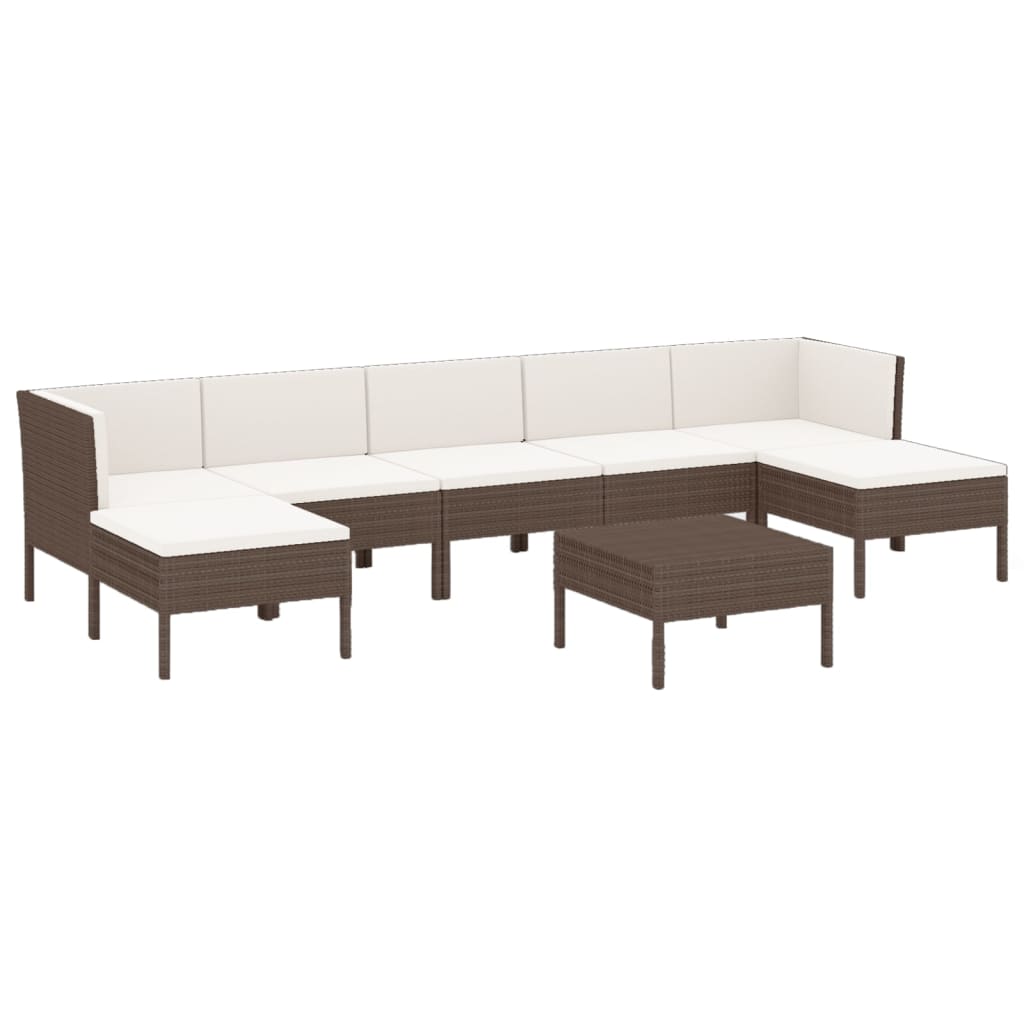 8-delige Loungeset met kussens poly rattan bruin is nu te koop bij PeponiXL, paradijselijk wonen!