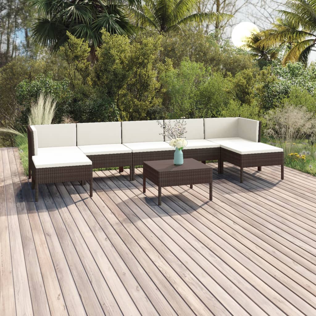 8-delige Loungeset met kussens poly rattan bruin is nu te koop bij PeponiXL, paradijselijk wonen!