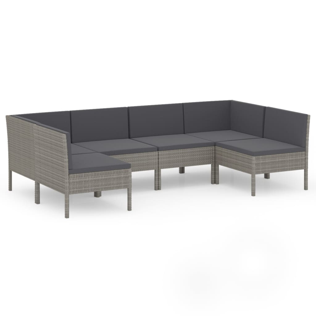 6-delige Loungeset met kussens poly rattan grijs is nu te koop bij PeponiXL, paradijselijk wonen!