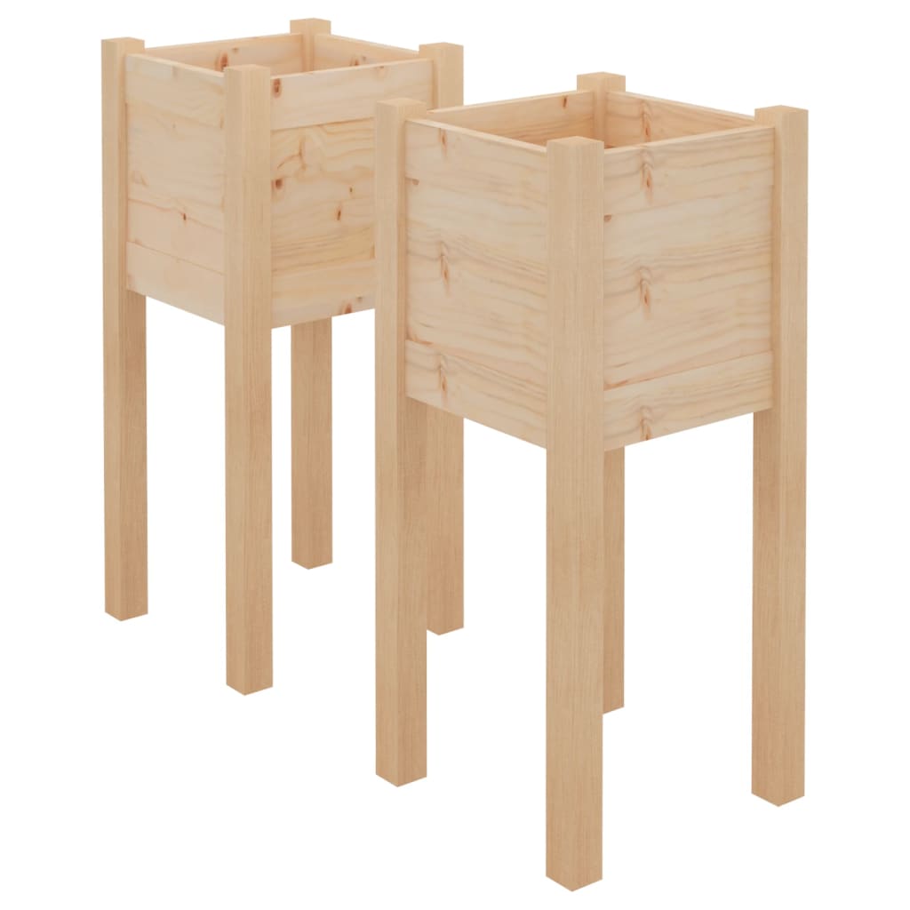 Plantenbakken 2 st 31x31x70 cm massief grenenhout is nu te koop bij PeponiXL, paradijselijk wonen!