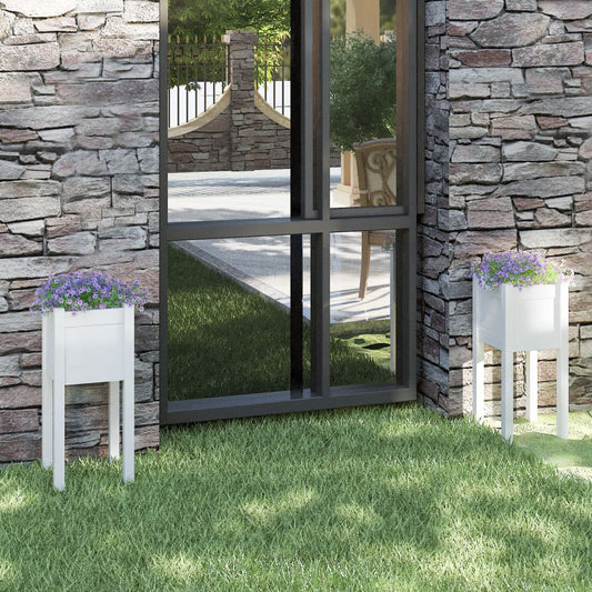 Plantenbakken 2 st 31x31x70 cm massief grenenhout wit is nu te koop bij PeponiXL, paradijselijk wonen!