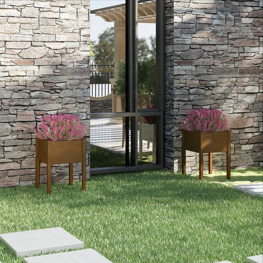 Plantenbaken 2 st 50x50x70 cm massief grenenhout honingbruin is nu te koop bij PeponiXL, paradijselijk wonen!