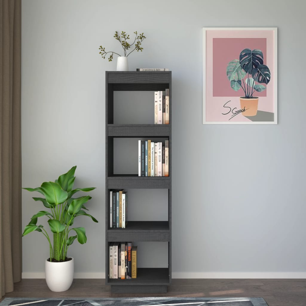 Boekenkast/kamerscherm 40x35x135 cm massief grenenhout grijs is nu te koop bij PeponiXL, paradijselijk wonen!