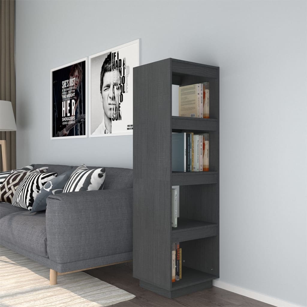 Boekenkast/kamerscherm 40x35x135 cm massief grenenhout grijs is nu te koop bij PeponiXL, paradijselijk wonen!