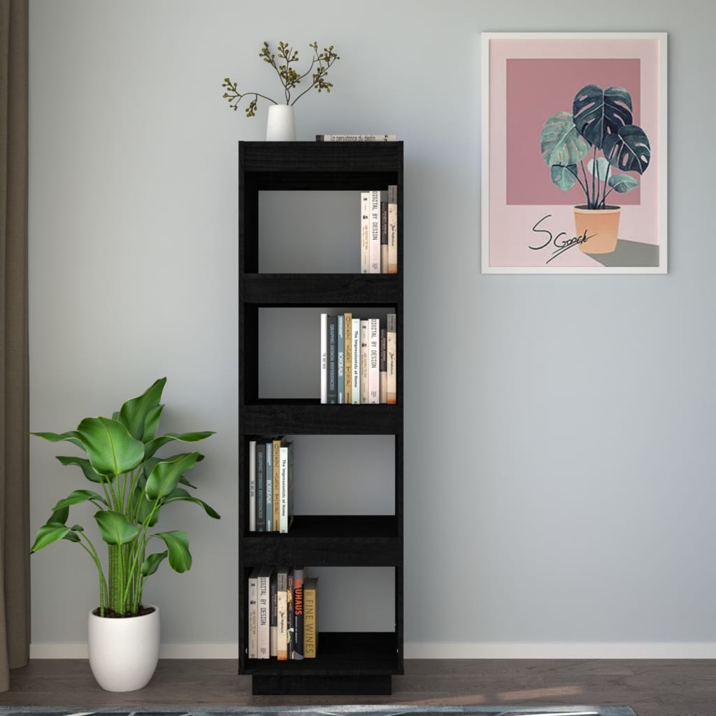 Boekenkast/kamerscherm 40x35x135 cm massief grenenhout zwart is nu te koop bij PeponiXL, paradijselijk wonen!