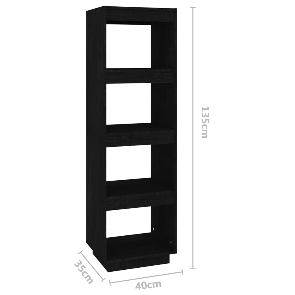Boekenkast/kamerscherm 40x35x135 cm massief grenenhout zwart is nu te koop bij PeponiXL, paradijselijk wonen!