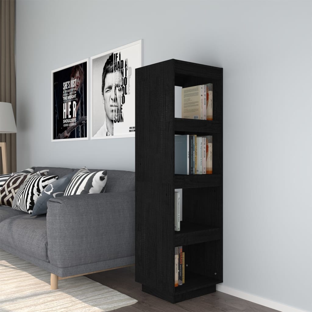 Boekenkast/kamerscherm 40x35x135 cm massief grenenhout zwart is nu te koop bij PeponiXL, paradijselijk wonen!