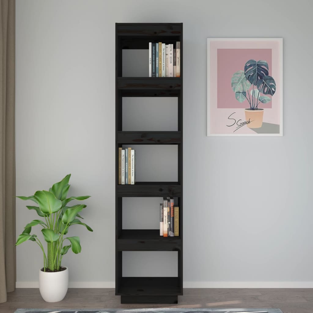 Boekenkast/kamerscherm 40x35x167 cm massief grenenhout zwart is nu te koop bij PeponiXL, paradijselijk wonen!
