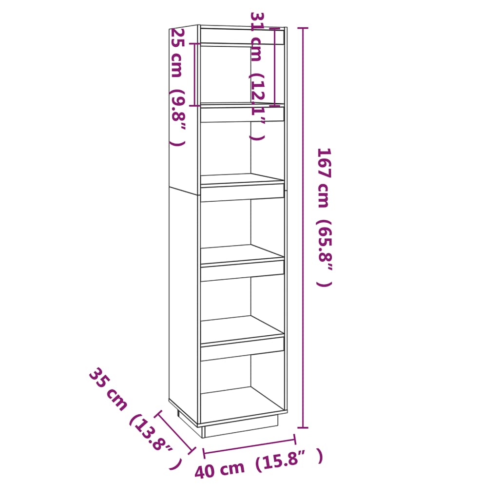 Boekenkast/kamerscherm 40x35x167 cm massief grenenhout zwart is nu te koop bij PeponiXL, paradijselijk wonen!