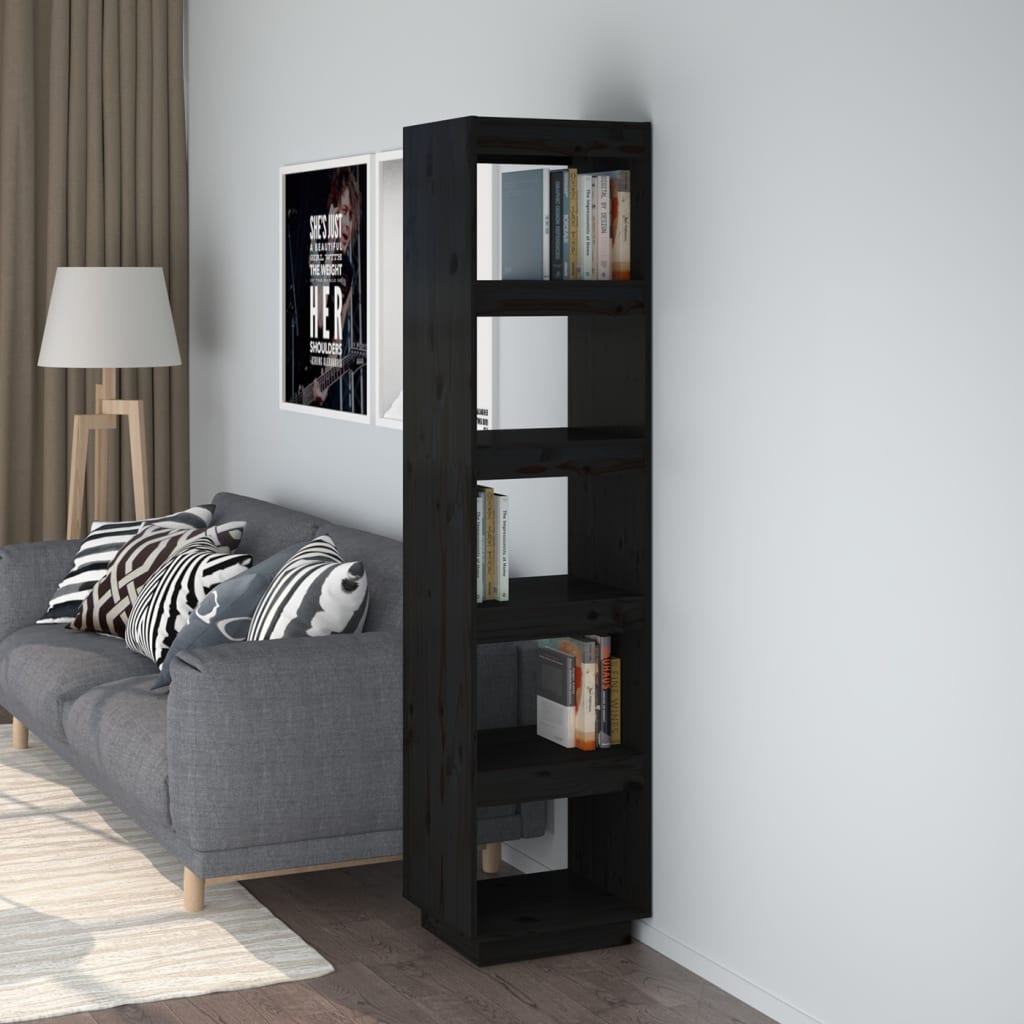 Boekenkast/kamerscherm 40x35x167 cm massief grenenhout zwart is nu te koop bij PeponiXL, paradijselijk wonen!