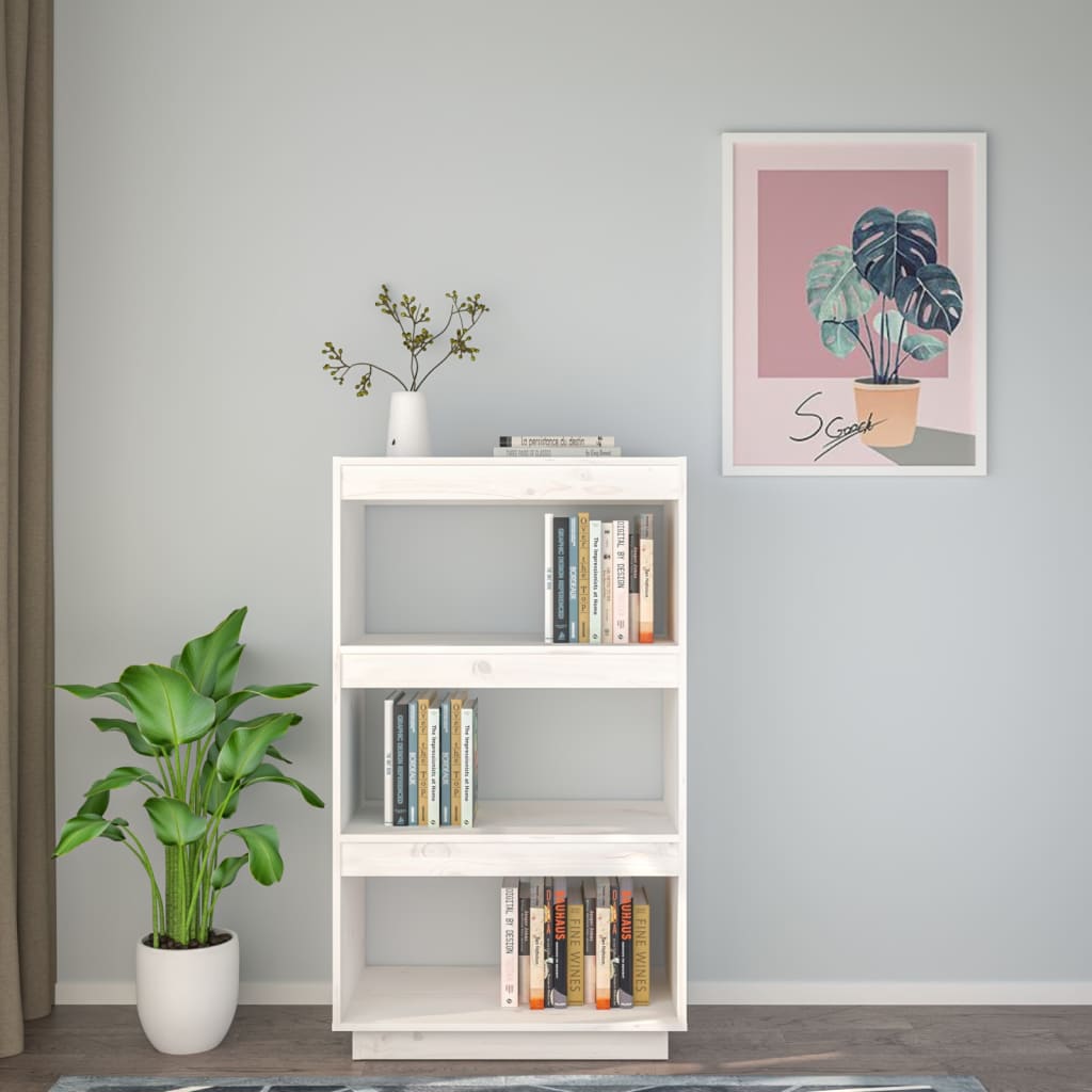 Boekenkast/kamerscherm 60x35x103 cm massief grenenhout wit is nu te koop bij PeponiXL, paradijselijk wonen!