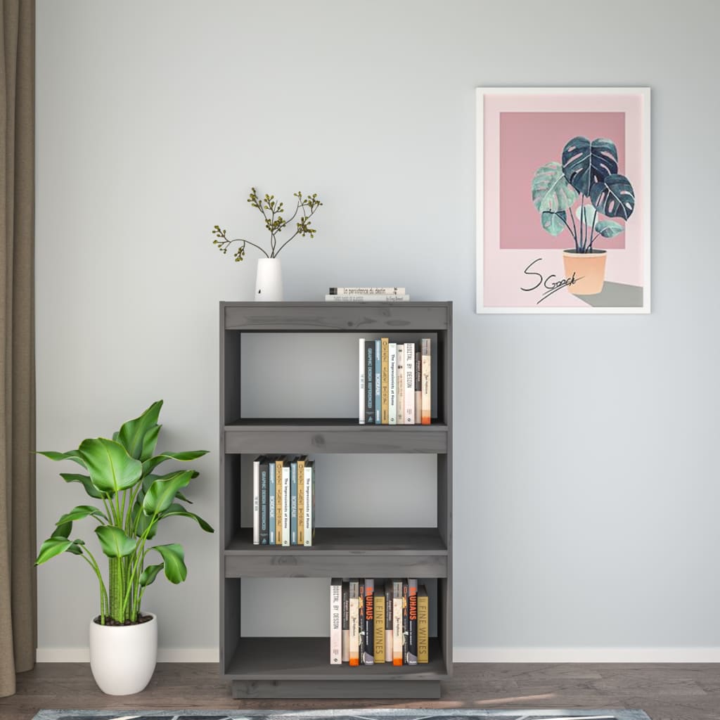 Boekenkast/kamerscherm 60x35x103 cm massief grenenhout grijs is nu te koop bij PeponiXL, paradijselijk wonen!