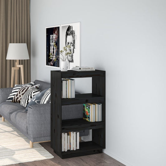 Boekenkast/kamerscherm 60x35x103 cm massief grenenhout zwart is nu te koop bij PeponiXL, paradijselijk wonen!