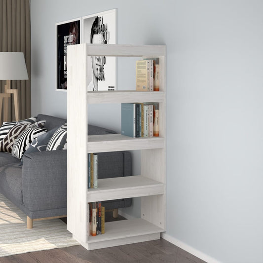 Boekenkast/kamerscherm 60x35x135 cm massief grenenhout wit is nu te koop bij PeponiXL, paradijselijk wonen!