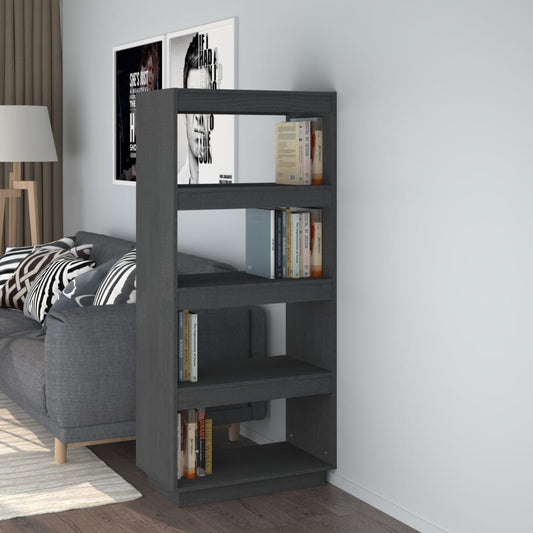 Boekenkast/kamerscherm 60x35x135 cm massief grenenhout grijs is nu te koop bij PeponiXL, paradijselijk wonen!