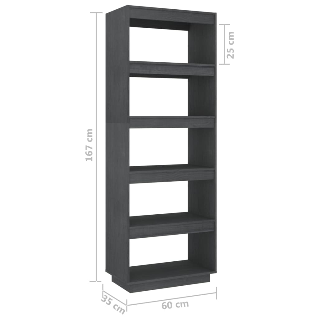Boekenkast/kamerscherm 60x35x167 cm massief grenenhout grijs is nu te koop bij PeponiXL, paradijselijk wonen!