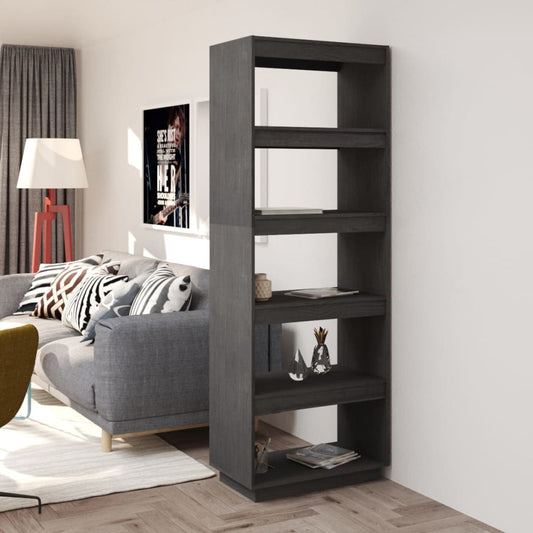 Boekenkast/kamerscherm 60x35x167 cm massief grenenhout grijs is nu te koop bij PeponiXL, paradijselijk wonen!