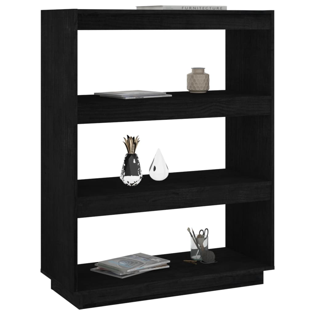 Boekenkast/kamerscherm 80x35x103 cm massief grenenhout zwart is nu te koop bij PeponiXL, paradijselijk wonen!
