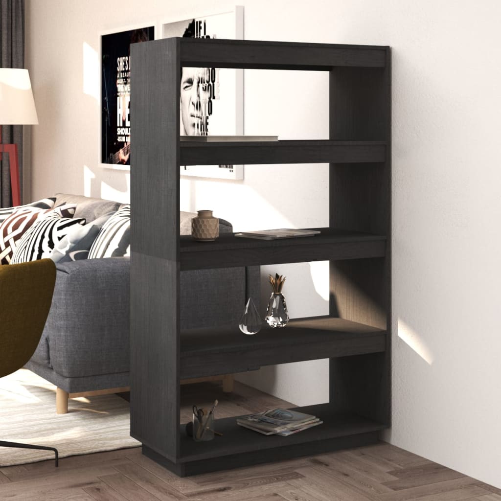 Boekenkast/kamerscherm 80x35x135 cm massief grenenhout grijs is nu te koop bij PeponiXL, paradijselijk wonen!