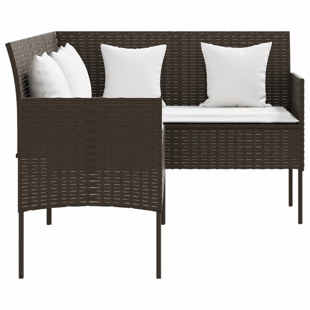 5-delige Loungeset met kussens L-vormig poly rattan bruin is nu te koop bij PeponiXL, paradijselijk wonen!