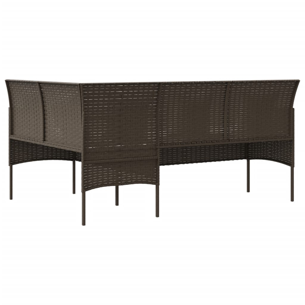 5-delige Loungeset met kussens L-vormig poly rattan bruin is nu te koop bij PeponiXL, paradijselijk wonen!