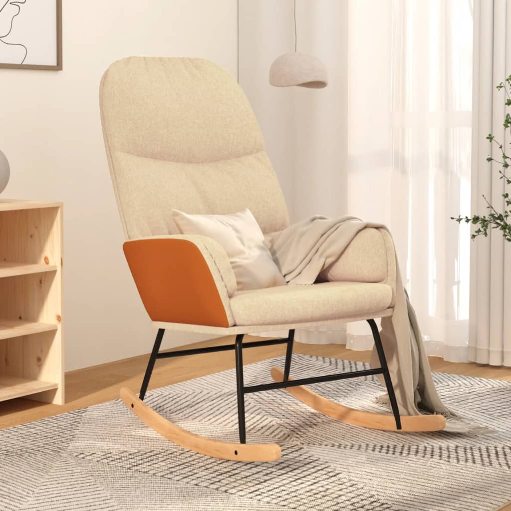 Schommelstoel stof crèmewit is nu te koop bij PeponiXL, paradijselijk wonen!
