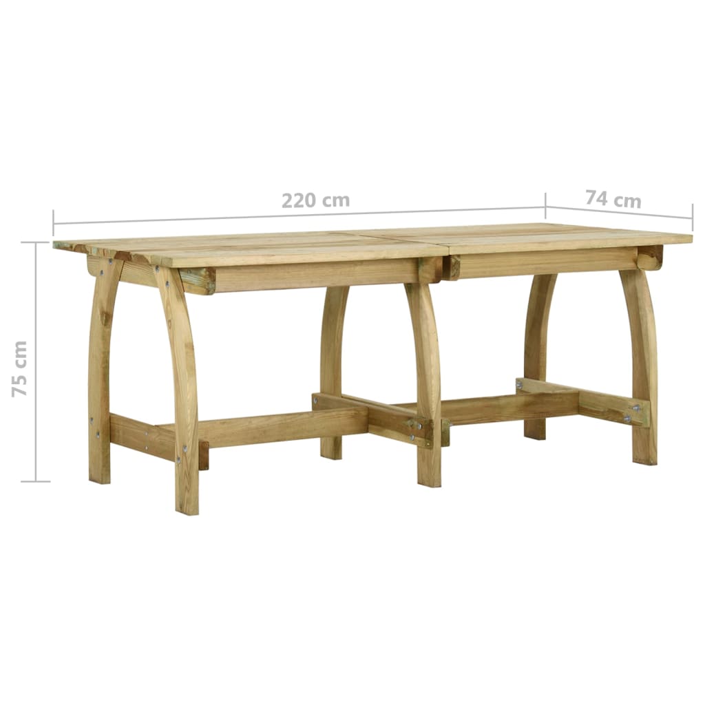 Tuintafel 220x74x75 cm geïmpregneerd grenenhout is nu te koop bij PeponiXL, paradijselijk wonen!