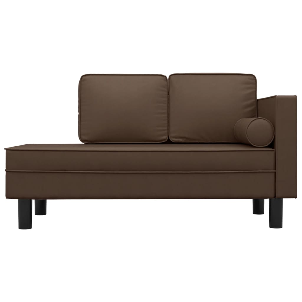 Chaise longue met kussens en bolster kunstleer bruin is nu te koop bij PeponiXL, paradijselijk wonen!