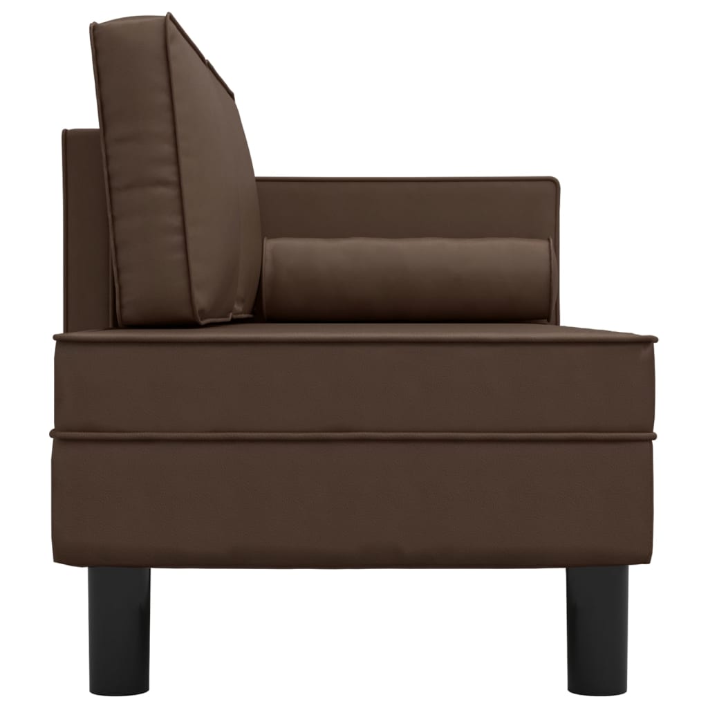 Chaise longue met kussens en bolster kunstleer bruin is nu te koop bij PeponiXL, paradijselijk wonen!