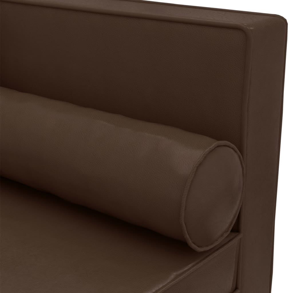 Chaise longue met kussens en bolster kunstleer bruin is nu te koop bij PeponiXL, paradijselijk wonen!