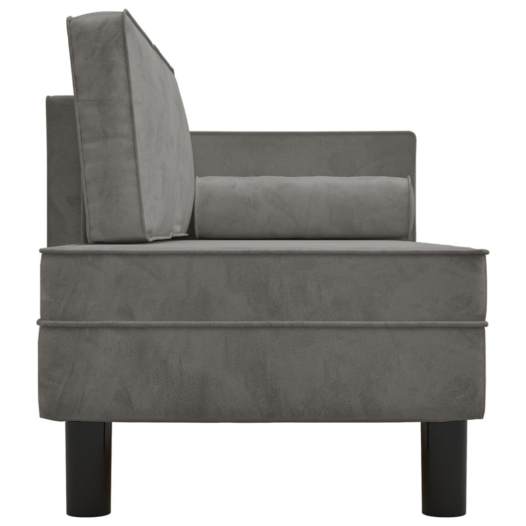 Chaise longue met kussens en bolster fluweel lichtgrijs is nu te koop bij PeponiXL, paradijselijk wonen!