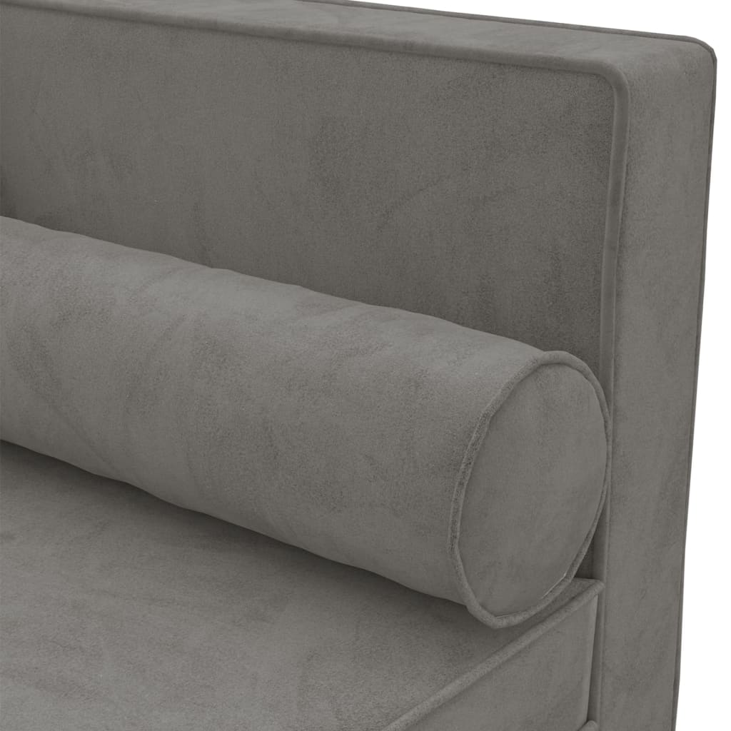 Chaise longue met kussens en bolster fluweel lichtgrijs is nu te koop bij PeponiXL, paradijselijk wonen!