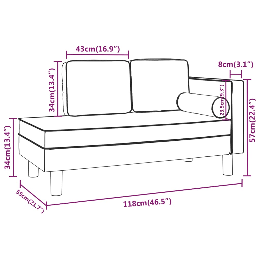 Chaise longue met kussens en bolster fluweel lichtgrijs is nu te koop bij PeponiXL, paradijselijk wonen!