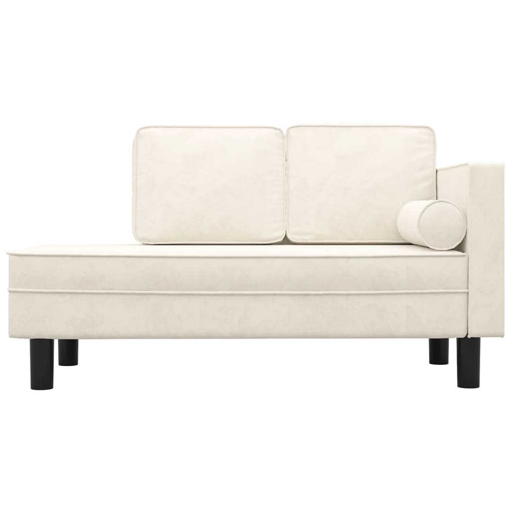 Chaise longue met kussens en bolster fluweel crèmekleurig is nu te koop bij PeponiXL, paradijselijk wonen!