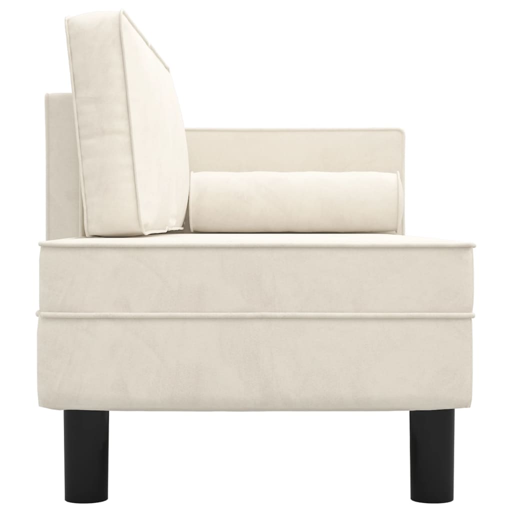 Chaise longue met kussens en bolster fluweel crèmekleurig is nu te koop bij PeponiXL, paradijselijk wonen!