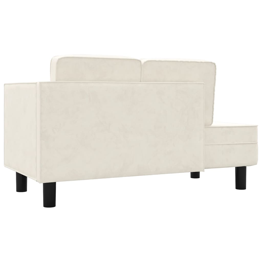 Chaise longue met kussens en bolster fluweel crèmekleurig is nu te koop bij PeponiXL, paradijselijk wonen!