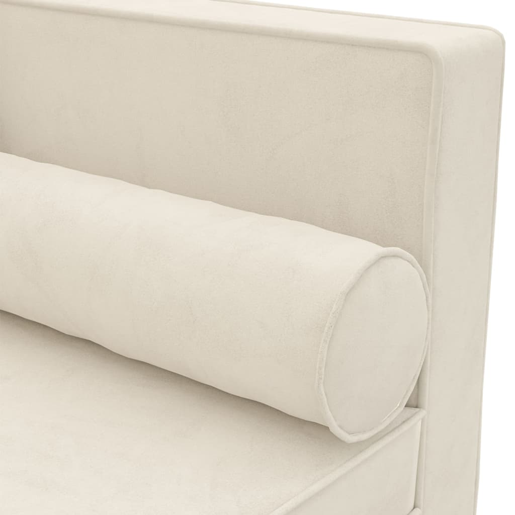 Chaise longue met kussens en bolster fluweel crèmekleurig is nu te koop bij PeponiXL, paradijselijk wonen!