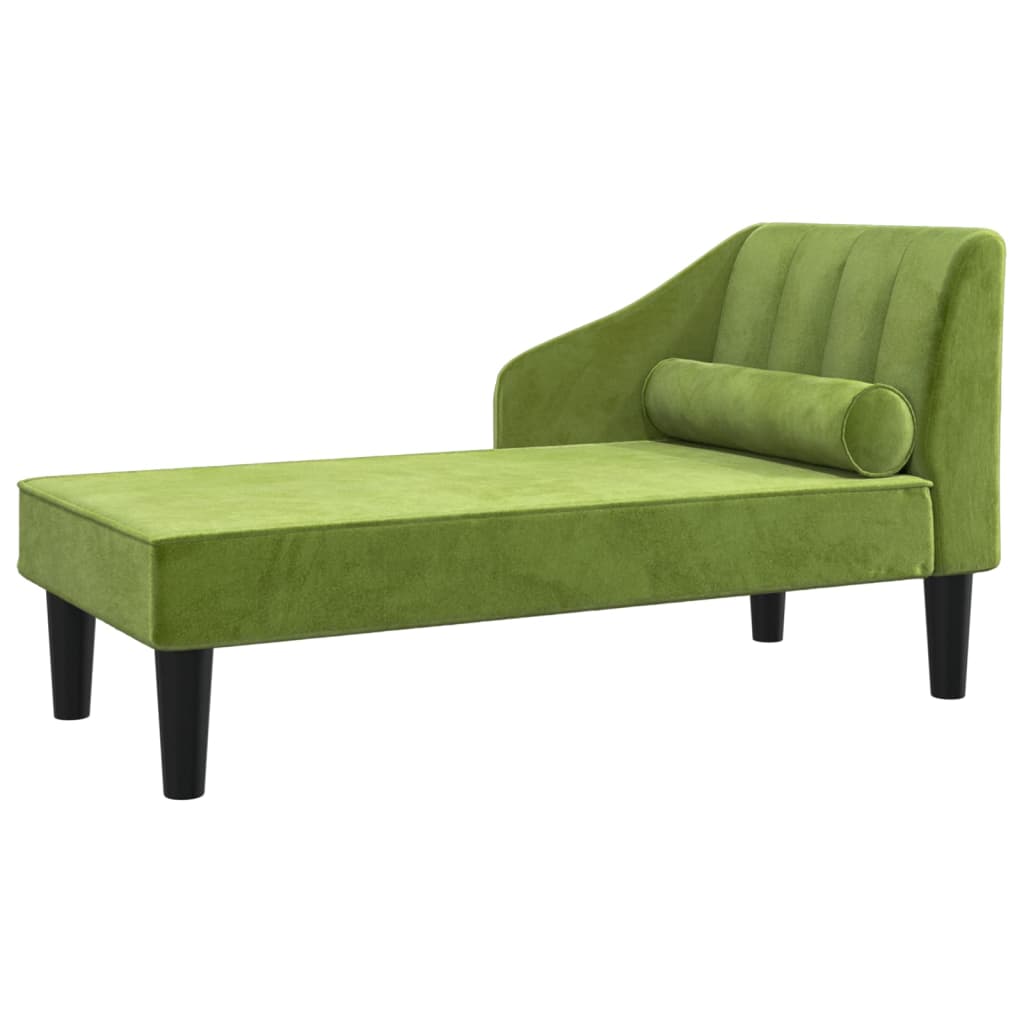 Chaise longue met bolster fluweel lichtgroen is nu te koop bij PeponiXL, paradijselijk wonen!